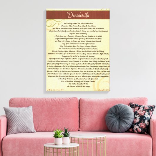 DESIDERATA Gedicht=Max Ehrmann=Woodgrain Canvas (Insitu (Woonkamer))