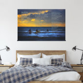 Desiderata gedicht over surfen bij zonsondergang - canvas afdruk (Insitu (Slaapkamer))