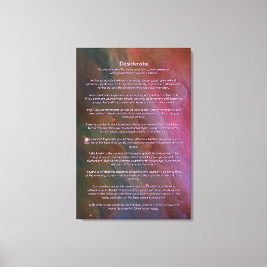 Desiderata Gedicht - Pijlers van stof, Orionnevel Canvas Afdruk (Voorkant)