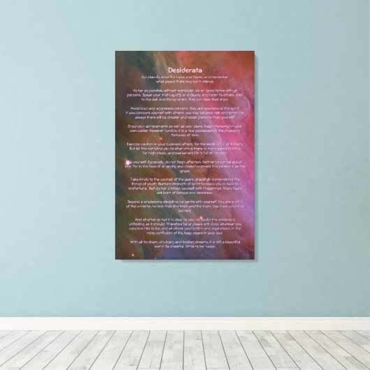 Desiderata Gedicht - Pijlers van stof, Orionnevel Canvas Afdruk (Insitu (Houten vloer))