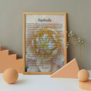 Desiderata Gedicht Roze Dahlia Bloei Foto Afdruk