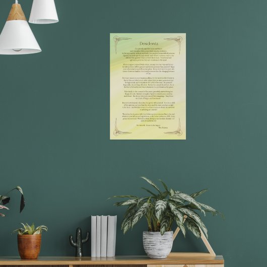 Desiderata Gedicht van Max Ehrmann Poster (Woonkamer 1)