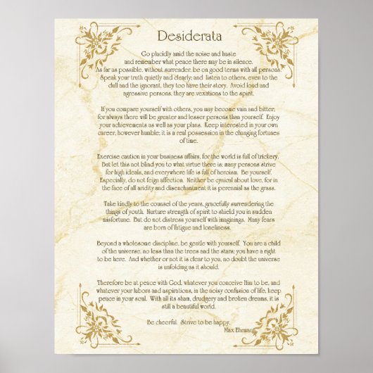 Desiderata Gedicht van Max Ehrmann Poster (Voorkant)