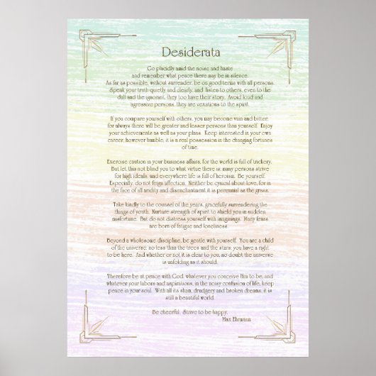 Desiderata Gedicht van Max Ehrmann Poster (Voorkant)