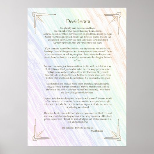 Desiderata Gedicht van Max Ehrmann Poster (Voorkant)