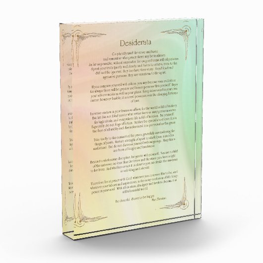 Desiderata Gedicht van Max Ehrmann Poster Fotoblokken (Links)