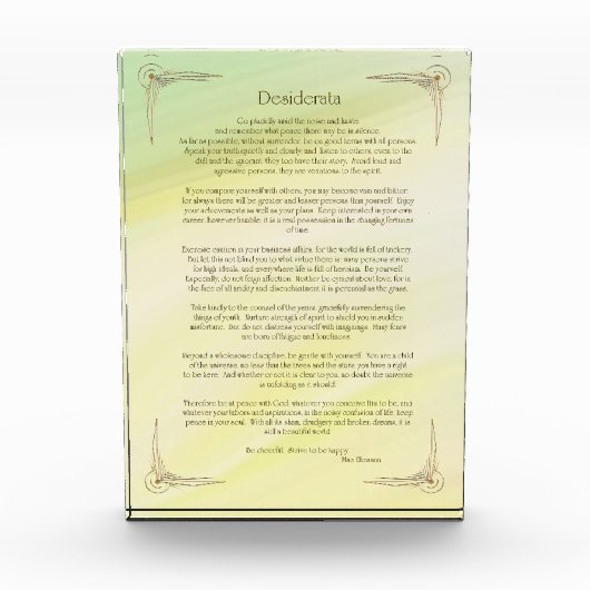 Desiderata Gedicht van Max Ehrmann Poster Fotoblokken (Voorkant)