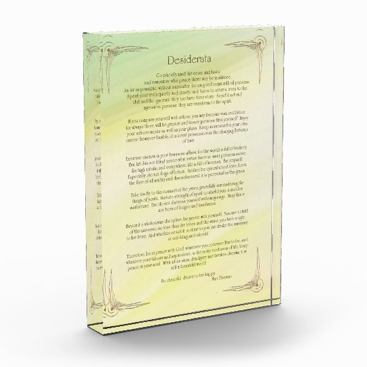 Desiderata Gedicht van Max Ehrmann Poster Fotoblokken (Links)