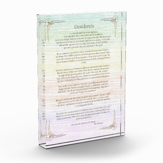 Desiderata Gedicht van Max Ehrmann Poster Fotoblokken (Links)
