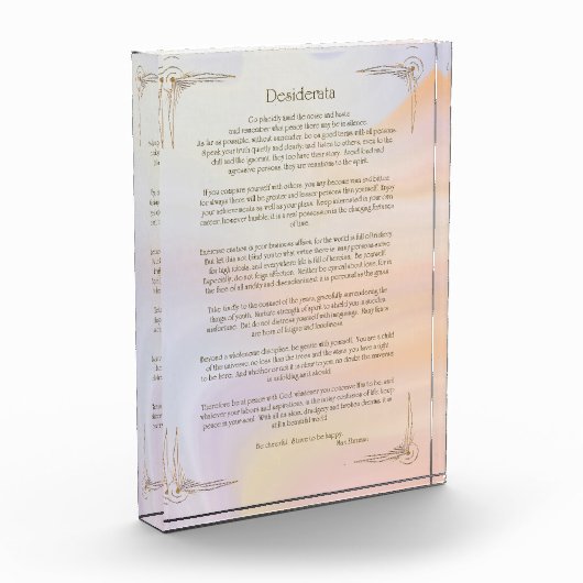 Desiderata Gedicht van Max Ehrmann Poster Fotoblokken (Links)