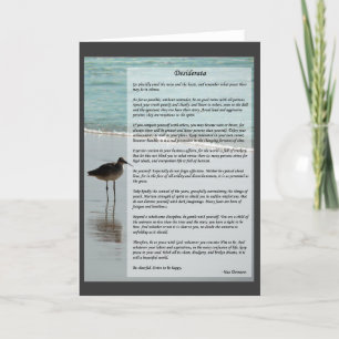 Desiderata Gedicht - Zeeëend op het strand scène Kaart