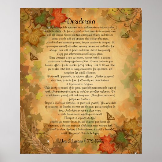 Desiderata "gewenst dingen" Autumn bladeren Poster (Voorkant)