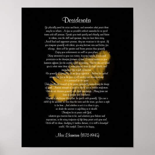 Desiderata "gewenst dingen" Goudveer zwart Poster (Voorkant)