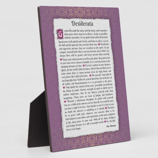 Desiderata - Gewenste dingen Fotoplaat (Zijkant)