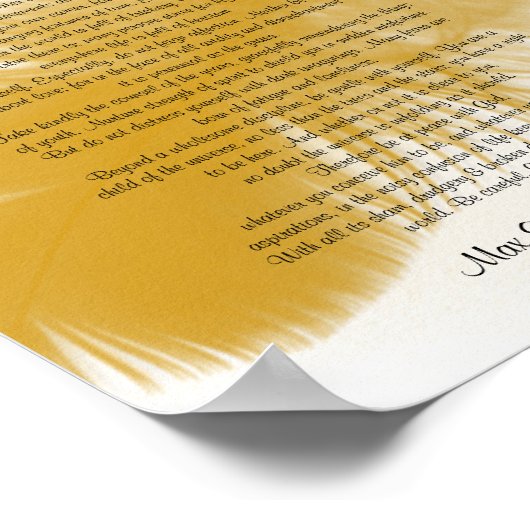 Desiderata "gewenste dingen" Goudveer Poster (Hoek)