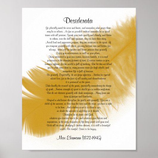 Desiderata "gewenste dingen" Goudveer Poster (Voorkant)