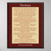 Desiderata "gewenste dingen" lederen uiterlijk poster (Voorkant)