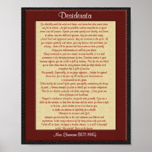 Desiderata "gewenste dingen" lederen uiterlijk poster