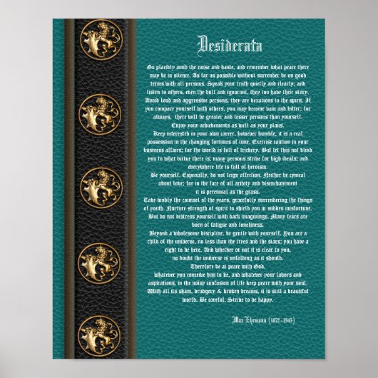Desiderata "gewenste dingen", masculine backg. poster (Voorkant)