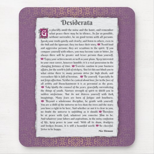 Desiderata - Gewenste dingen Muismat (Voorkant)
