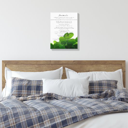 Desiderata "Gewenste dingen" op groene kleppen Canvas Afdruk (Insitu (Slaapkamer))