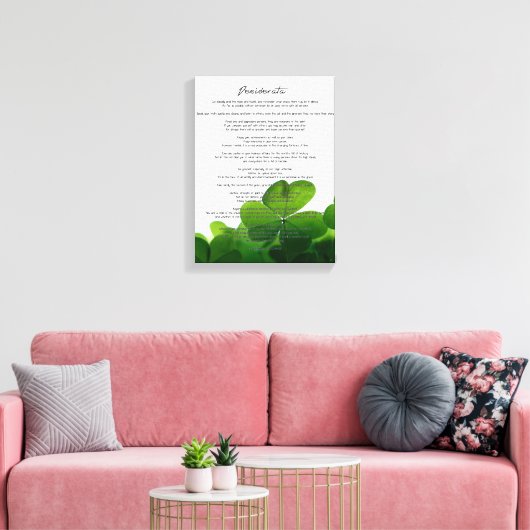 Desiderata "Gewenste dingen" op groene kleppen Canvas Afdruk (Insitu (Woonkamer))