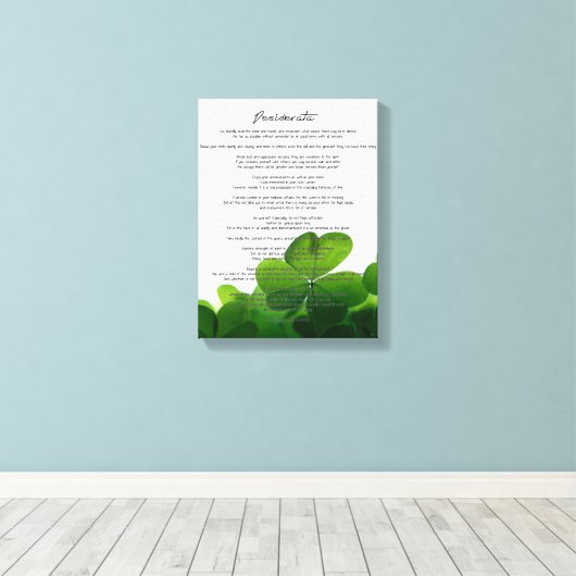 Desiderata "Gewenste dingen" op groene kleppen Canvas Afdruk (Insitu (Houten vloer))