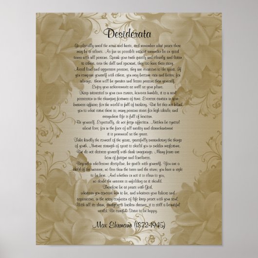 Desiderata "gewenste dingen" poster (Voorkant)