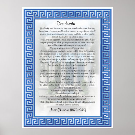 Desiderata "gewenste dingen" poster (Voorkant)