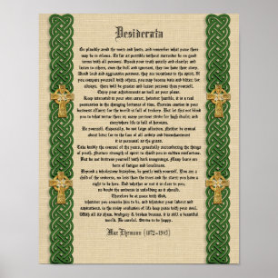 Desiderata "gewenste dingen" prose Celtic Knot bor Poster