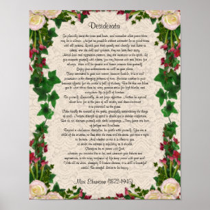 Desiderata "gewenste dingen", prose exotische bloe poster