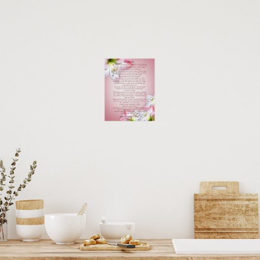 Desiderata "gewenste dingen", prose floral poster (Keuken)