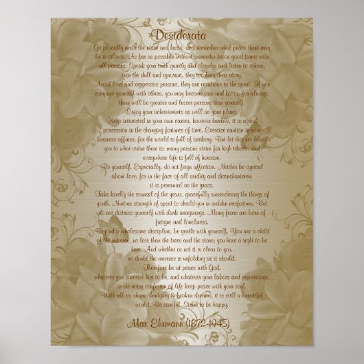 Desiderata "gewenste dingen", prose floral poster (Voorkant)
