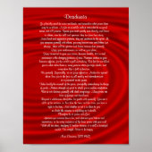 Desiderata "gewenste dingen", proza op rood poster (Voorkant)