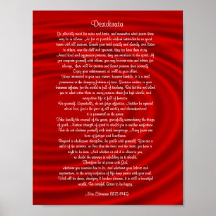 Desiderata "gewenste dingen", proza op rood poster