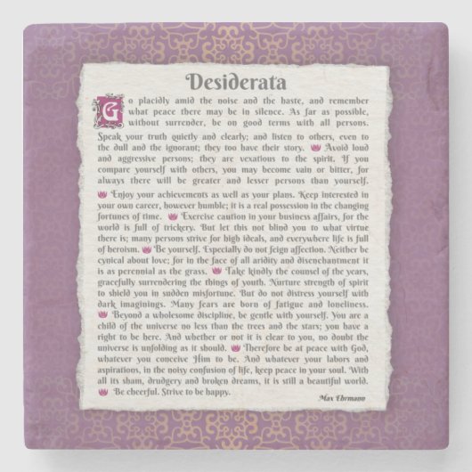 Desiderata - Gewenste dingen Stenen Onderzetter (Voorkant)