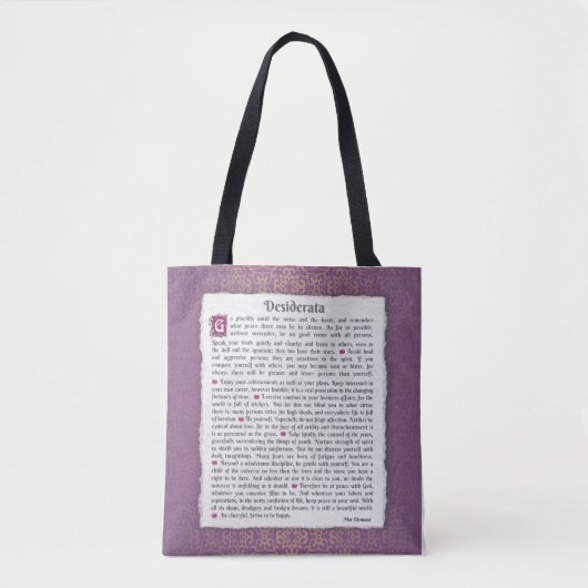 Desiderata - Gewenste dingen Tote Bag (Voorkant)