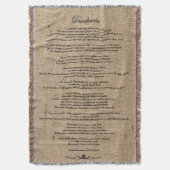 Desiderata "Gewilde dingen" op Faux Linen Burlap Deken (Voorkant Verticaal)