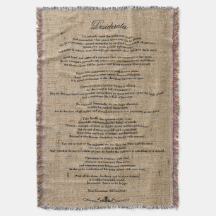 Desiderata "Gewilde dingen" op Faux Linen Burlap Deken
