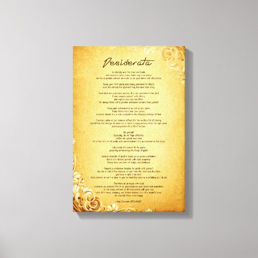 Desiderata "Gewilde dingen" op het perkament Canvas Afdruk (Voorkant)