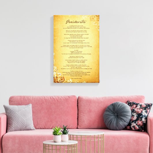 Desiderata "Gewilde dingen" op het  perkament Canvas Afdruk (Insitu (Woonkamer))
