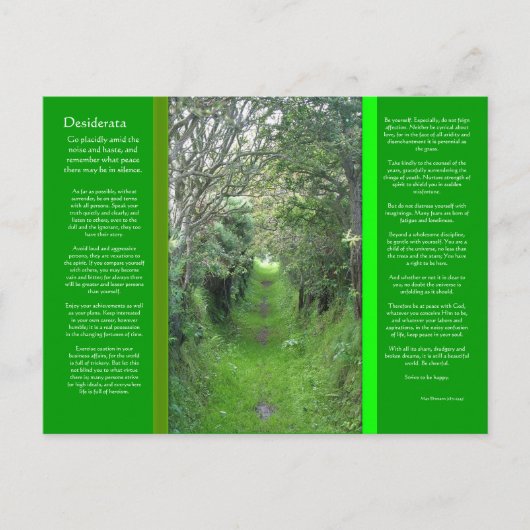 DESIDERATA Grass Road Briefkaart (Voorkant)