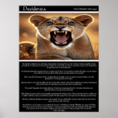 Desiderata: Het machtige gebulder van de leeuwin Poster (Voorkant)