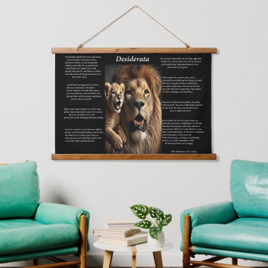 Desiderata: het stille horloge van de leeuw hangend wandkleed (Woonkamer)