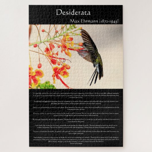 Desiderata Hummingbird die een bloem buzeert Legpuzzel (Verticaal)