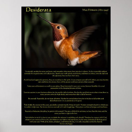 Desiderata Hummingbird Posters 2 (Voorkant)