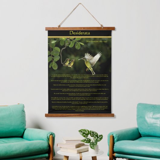 Desiderata Hummingbird voedt de baby Hangend Wandkleed (Woonkamer)