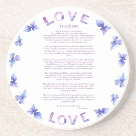 Desiderata Hydrangea door Max Ehrmann Zandsteen Onderzetter (Voorkant)