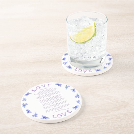 Desiderata Hydrangea door Max Ehrmann Zandsteen Onderzetter (Zijkant)