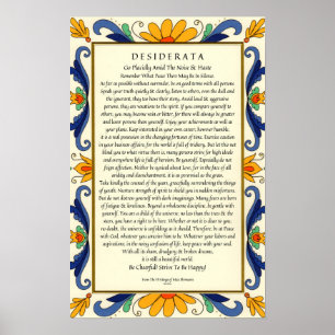 Desiderata in Art Deco Floral Border Poster